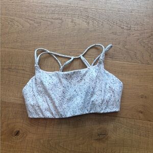 Athleta Speckled White Strappy Sports Bra